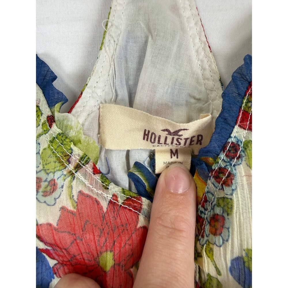 Hollister camisole Womens Floral Chiffon Empire Waist Top Medium - Picture 3 of 8